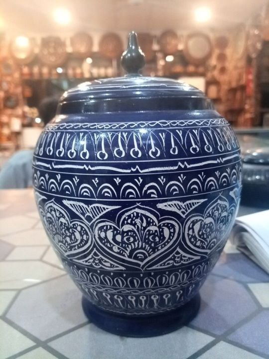 wooden naqshi work candy jar stylish