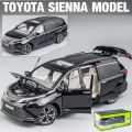 1/24 TOYOTA SIENNA MPV Van Diecast Toy Car Model Miniature Pull Back Sound & Light Doors Openable Collection Gift For Boy Kid. 