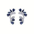 Shining Blue Zircon Flower Earrings for Women's Temperament, Banquet Jewelry, Anniversary . 