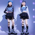 [4-15]Hip Hop Girl Jazz Dance Outfit Korean Crop Top Short Skirt Two Piece Girl Fashion Catwalk Dress. 