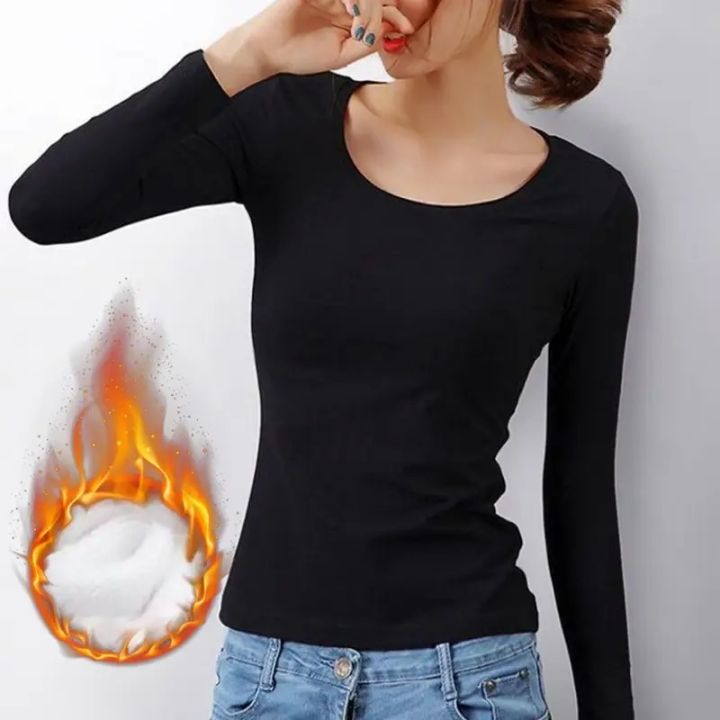 Thermal%20Underwear%20Women%20Bottoming%20Shirt%20Fleecing%20Winter%20Slim%20Basic%20Long-Sleeved%20T-Shirt%20Thin%20Velvet%20Heating%20Fiber%20Cropped%20Tops%20-%20Image%206