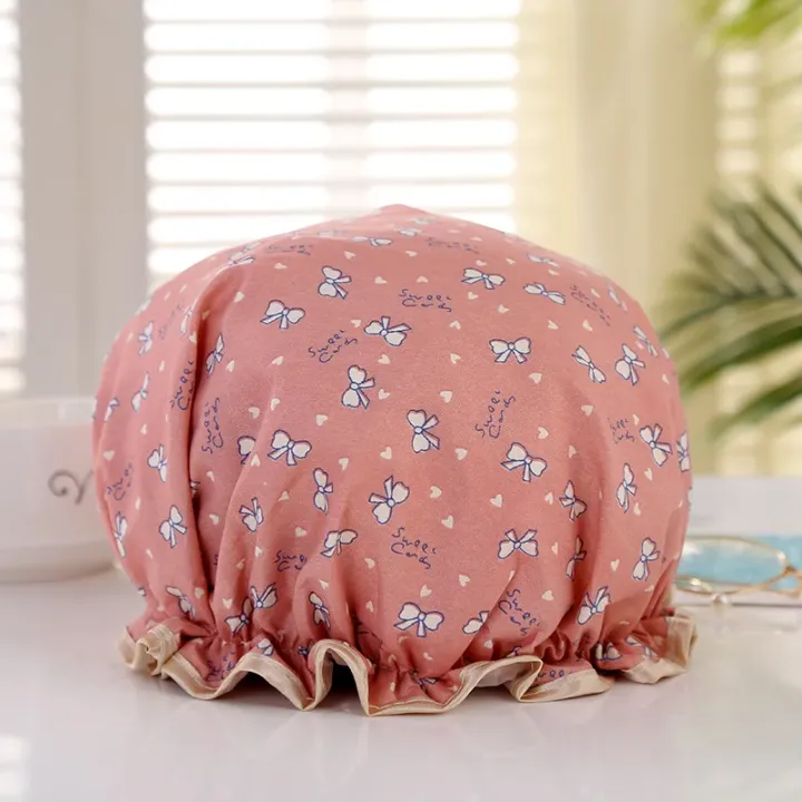 New%20Daisy%20Bow%20Lovely%20Thick%20Women%20Shower%20Caps%20Colorful%20Double%20Layer%20Bath%20Shower%20Hair%20Cover%20Adults%20Waterproof%20Kitchen%20Hats%20-%20Image%205