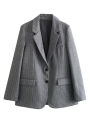 Willshela Women Fashion With Pockets Striped Single Breasted Blazer Vintage Notched Neck Long Sleeves Female Chic Lady Outfits.