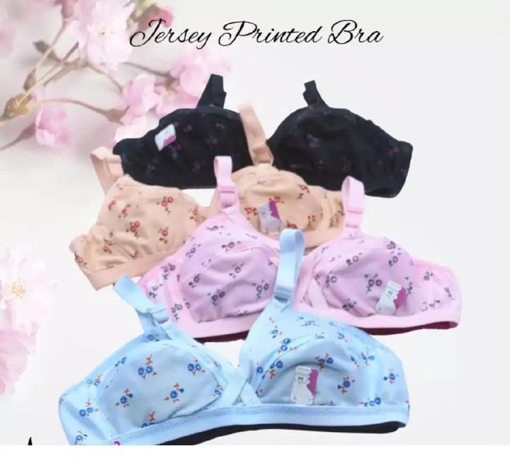 Pack of 4 Printed Jersey Simple Bras for Women & Girls - Non-Padded, Comfort & Support, Multicolor