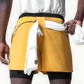 Men's Running Shorts Gym 2 In 1 Sports Shorts Fitness Leisure Workout Breathable Quick Dry Double Layer Training Shorts Men.