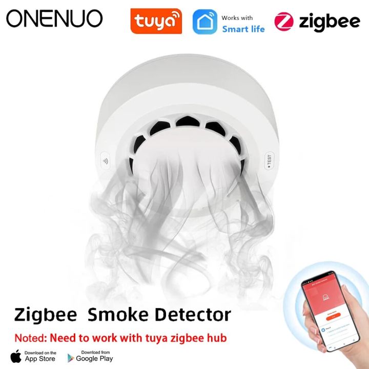 ONENUO Tuya Zigbee Smoke Sensor Fire Alarm Detector Home Security Alarm ...