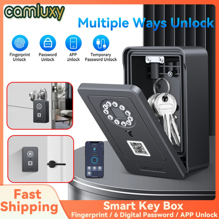 Camluxy Smart Key Box Fingerprint Safe Storage Lock Key 6 Digital ...