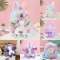 Unicorns Cartoon School Book Bag Backpacks Cute Fashion 3D Fur Backpacks For Girls Travel Backpack Children Schoolbag Kids Gift. 