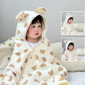 Baby Bath Towel 4 Layers Gauze Cotton Cloak Towel with Hat Infant Four Seasons Hooded Cartoon Bathrobe Toddler Soft Bath Towel.