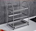 304 STAINLESS STEEL EXTRA WIDE 3 TIER DISH RACK 22 INCH KITCHEN DISH DRAINER RACK WITH REMOVABLE DRAINAGE TRAY PLATE STORAGE ORGANIZER UTENSIL CUTLERY HOLDER RAK. 