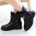 Girls Princess Boots Kids Ankle Boots Lace with Bow-knot Sweet Warm Cotton Children  Boots Fur Lining Snow Boots Shoes New. 