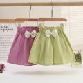 4-16 Yrs Teenager Girls Korean High Waisted Loose Shorts Back To School Green Clothes 2025 New Summer Baby Girls Beach Clothes. 