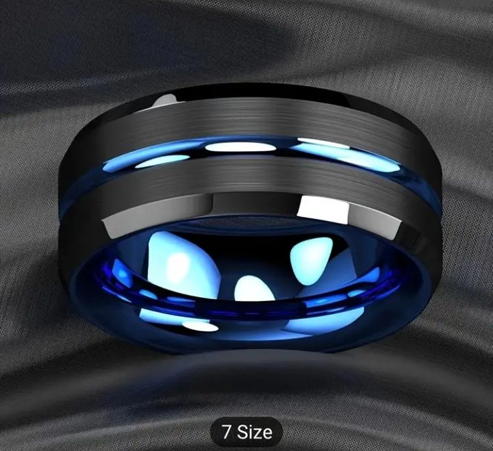 Blue Line Rings For Men Stylish Blue Line Ring for Men & Boys – Fashionable Band Design | Daraz.pk