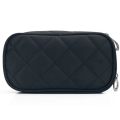 Women's Mirror Mini Cosmetic Bag Simple Waterproof Storage Box Black Double Layer Lingge Make Up Brush Beauty Organizer Supplies. 