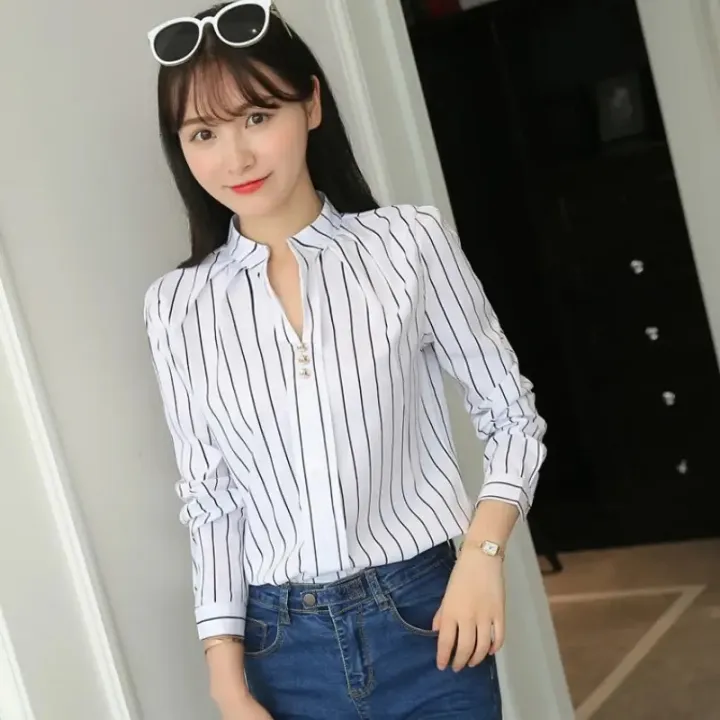 Women%20White%20Tops%20Blouses%20Fashion%20Stripe%20Print%20Casual%20Long%20Sleeve%20Office%20Lady%20OL%20Shirts%20Slim%20Blusas%20DF4970%20-%20Image%203