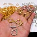 4 pairs metal Toggle Clasp hooks connector | Set for Jewelry Making - Silver, Golden & Mixed Colors | Round Ring and Bar Closures for Bracelets & Necklaces | circle lock with bar. 