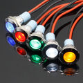 1pcs Signal light 3V 6V 12V 24V 220V 12mm waterproof metal flat circular indicator light with red, yellow, blue-green wires. 