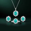 925 sterling silver ring 1.5 carat pigeon egg surround diamond set with Para í ba color women's jewelry. 