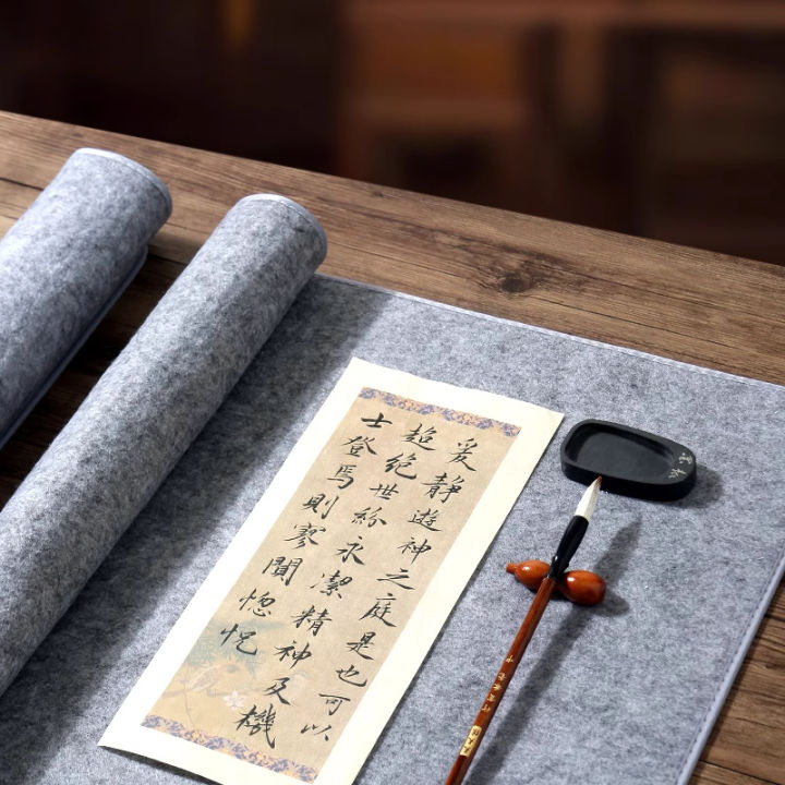 Thick Chinese Calligraphy Drawing Felt Mat , Sumi Xuan Paper Painting Desk Pad for Writing Japanese Traditional Drawing ,Gray