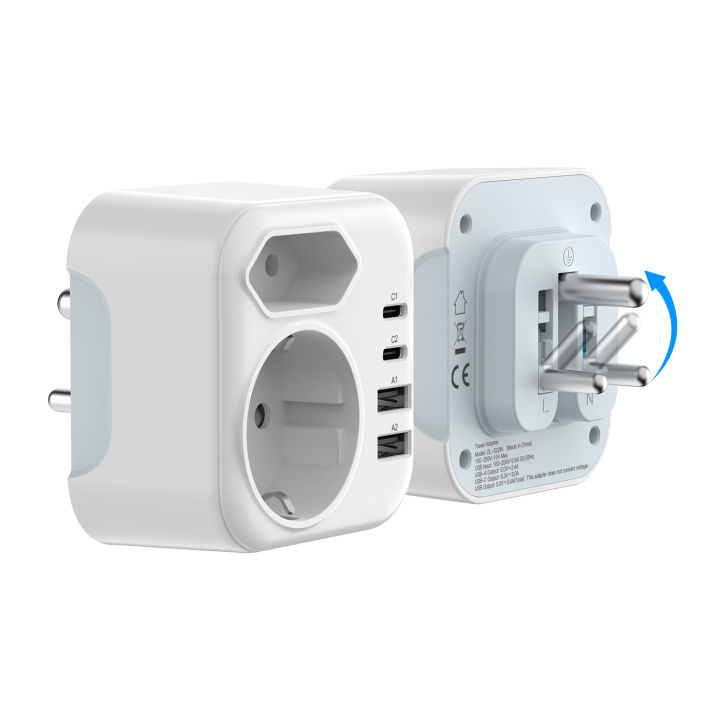 EU to South Africa Travel Power Adapter German Plug with 2 USB+ 2 Type ...