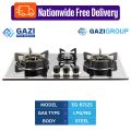 Gazi Smiss EG-B712S | 3 Burner Gas Stove – Steel Body, Auto Ignition | LPG/NG Supported. FI. 
