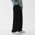 2025 New Korean Men's Casual Long Jeans Classic Man Straight Denim Wide-leg Pants Gyms Solid Color Light Blue Grey Black M-3XL. 