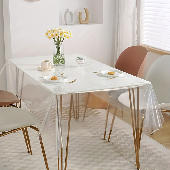Transparent Square Plastic Tablecloth Protective Sleeve, Waterproof and Oil Proof PEVA Tablecloth