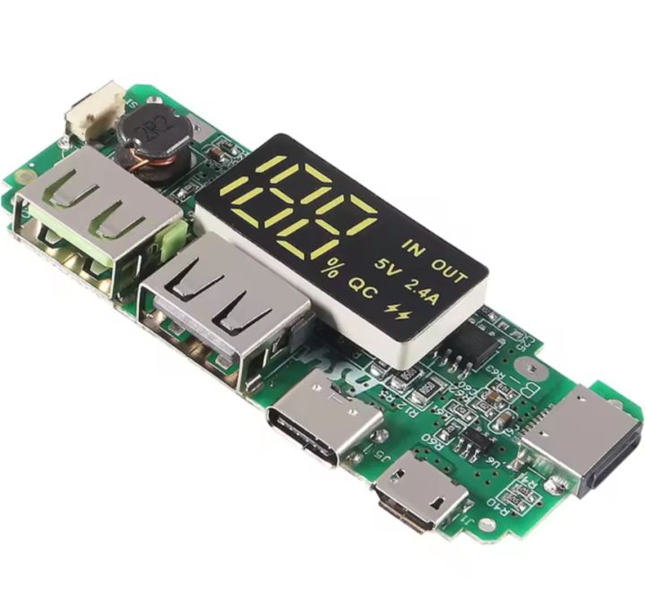 Digital Display Dual USB 5V 2.4A Power Bank Module | Type-C/Micro Input 18650 Lithium Battery Charger Board | Boost Converter with LED Screen