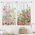 Kitchen curtains, gray, floral color, above sink, small window treatment, bathroom treatment short curtains, 27.5 x 39 inch. 