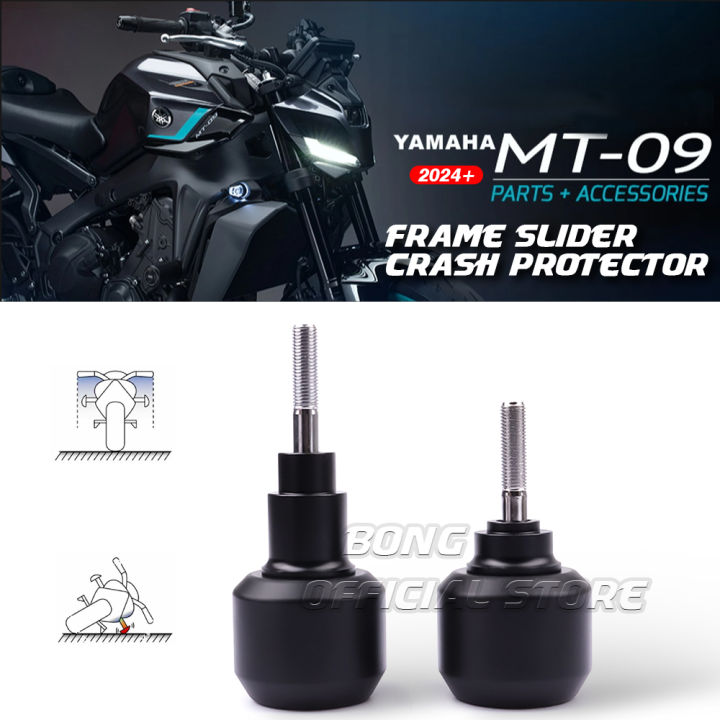 Protège-Cadre Anti-Collision Pour Moto MT-09, Tracer 900, FZ-09 - Aluminium CNC - Noir - Protection Fourche Et Essieu