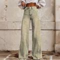 Women Bootcut Jeans Fashion Trendy Color Striped Wide Leg Straight Leg Mopping Pants Casual Street Style All-Match Denim Pants.