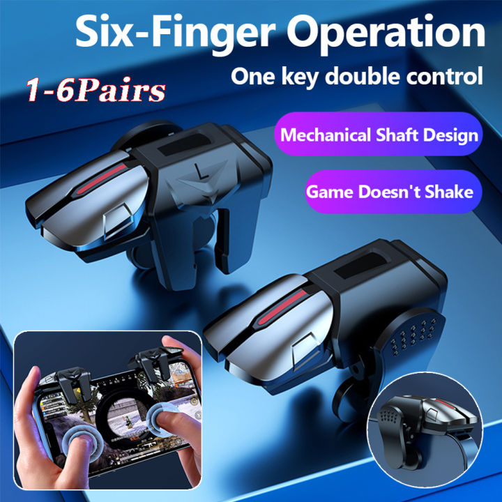 1-6Pairs 6-Finger Mobile Game Trigger for PUBG Phone Game Controller ...