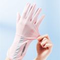 Elastic Sunscreen Gloves Mid-long Thin Ice Silk Sun Protection Gloves Slip Resistant Anti-UV Mittens Cycling Driving Gloves.