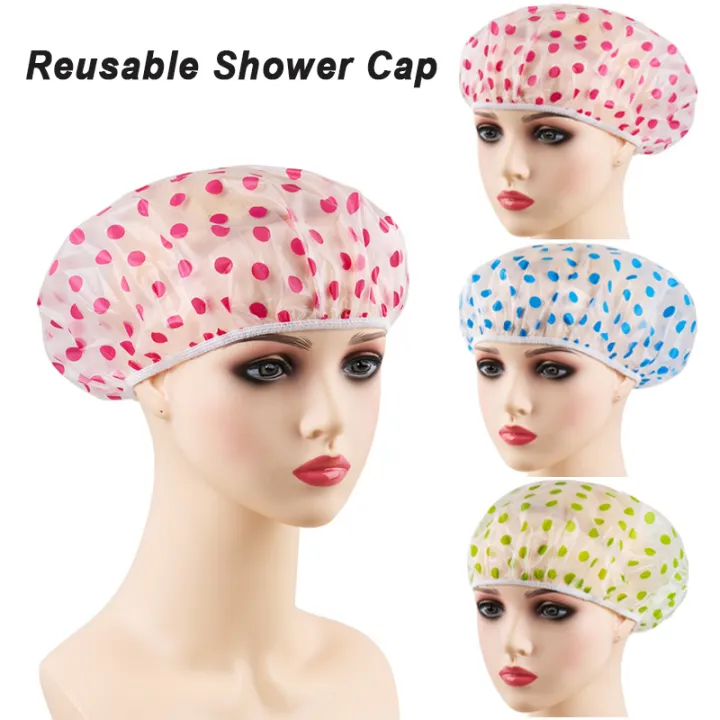 1/3PCS%20Women%20Shower%20Cap%20Fashion%20Wave%20Point%20Shower%20Hat%20Waterproof%20Elastic%20Reusable%20Bath%20Hat%20Hair%20Salon%20Spa%20Bathroom%20Supplies%20-%20Image%202