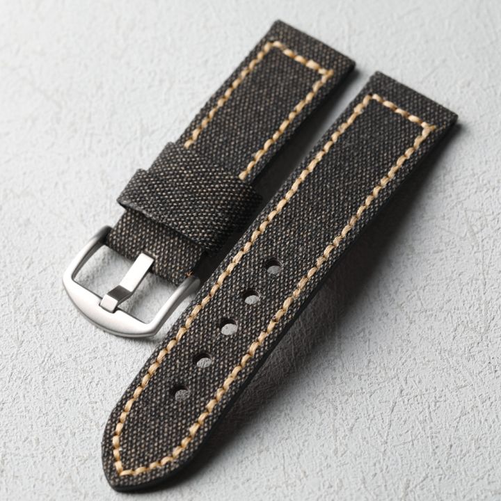 Handmade%20Canvas+Genuine%20Leather%20Watch%20Bracelet%2020MM%2022MM%2024MM%2026MM%20Green%20Black%20%20Thick%20and%20Sturdy%20Bracelet%20-%20Image%207
