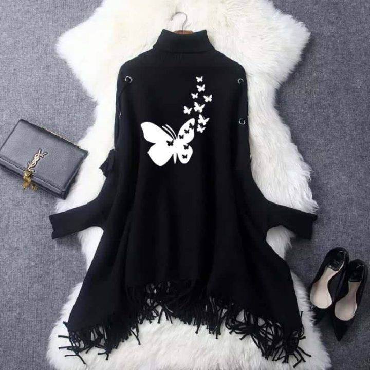 Women's%20Ayelet%20Printed%20Batwing%20Poncho.%20%20Fabric%20Two%20Fleece%20Best%20For%20Winters%20%20Standard%20Free%20Size.%20Chest%2035%20Length%2030%20%20-%20-%20Image%202