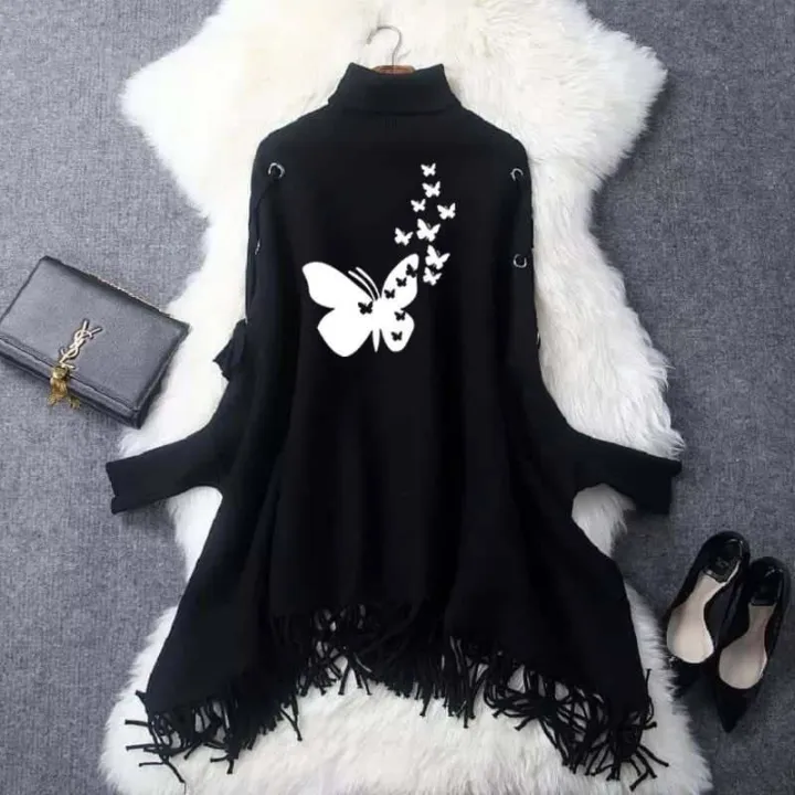 Women's%20Ayelet%20Printed%20Batwing%20Poncho.%20%20Fabric%20Two%20Fleece%20Best%20For%20Winters%20%20Standard%20Free%20Size.%20Chest%2035%20Length%2030%20%20-%20-%20Image%202