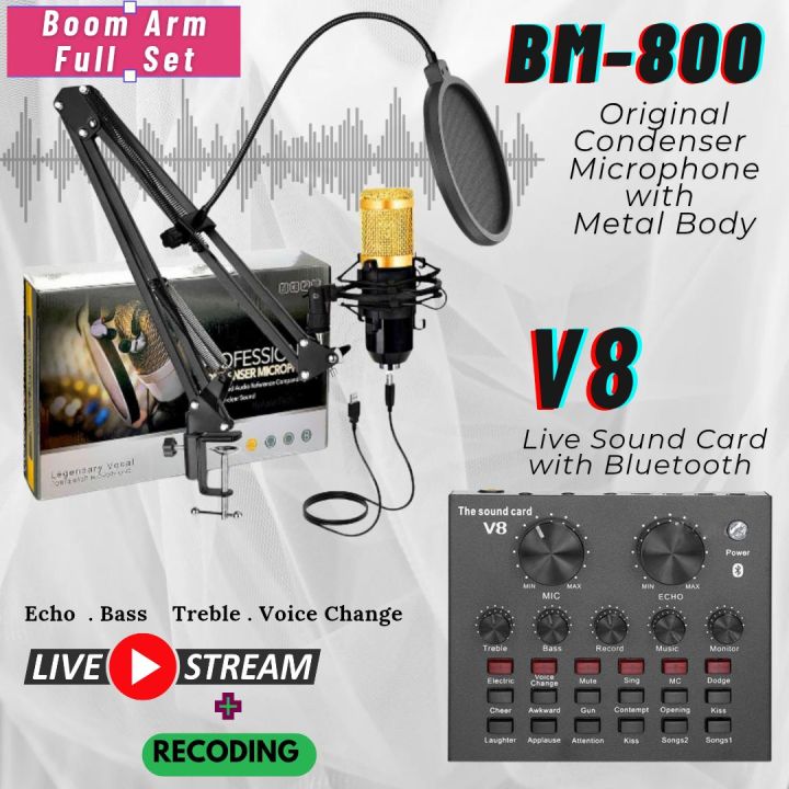 OriginaI BM800 High Quality Condenser Microphone with Live Sound Card - Full Set