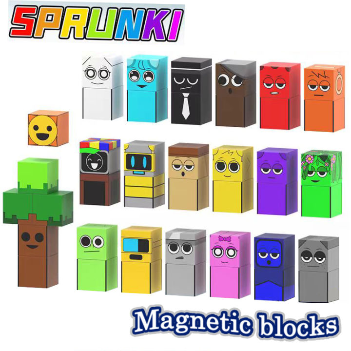 Magnetic Building Block Sprunki Mine World Magnet Cube Set for Boy Girl Kid Age 3+ DIY Model Children STEM Sensory MusicToy Gift
