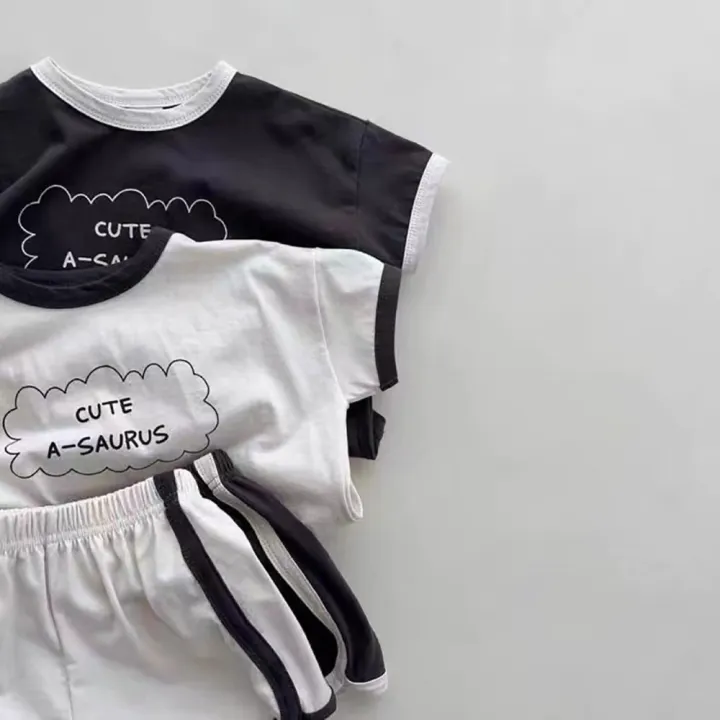 TZ24047%20Summer%20New%20Sports%20Style%20Set%20New%20Letter%20Baby%20Round%20Neck%20Simple%20Casual%20T-shirt%20Shorts%20Two%20Piece%20Set%20-%20Image%202