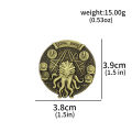 Cthulhu Pentagram Coin Keychain HP-Lovecraft Necronomicon Sigil Coin Kraken Coin Vintage Metal Accessories s. 