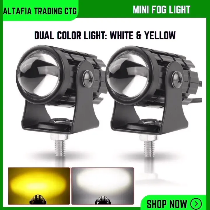 Foglight 1PCS Universal Mini Driving Fog Light – White & Yellow Dual ...