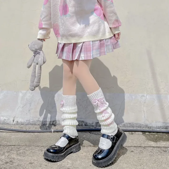 Ribbon%20Bow%20Leg%20Warmers%20Japanese%20Style%20Lolita%20Long%20Socks%20Women%20Gothic%20Legging%20Gaiters%20Knee%20Goth%20Winter%20Knitted%20Cuffs%20Ankle%20Warmer%20-%20Image%206