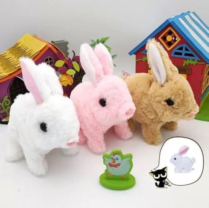 Talking and Walking Soft Rabbit Soft Toys - Interactive Plush Toy for ...