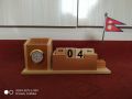 Wooden Pen Holder With Nepal Flag And Extra Battery. 