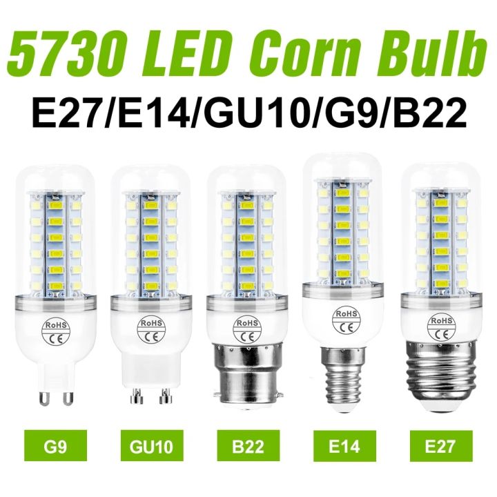 E27 LED Corn Bulb E14 Lamp GU10 Spotlight G9 Ceiling Chandeliers 220V Indoor Home Bedroom Living Room B22 Lights Cool/Warm White