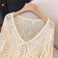 Women's Summer Lace Knit Cardigan Long Sleeve V-neck Openwork Crochet Tie Front Sun Protective Shawl Versatile Cover-Up for Fall. 