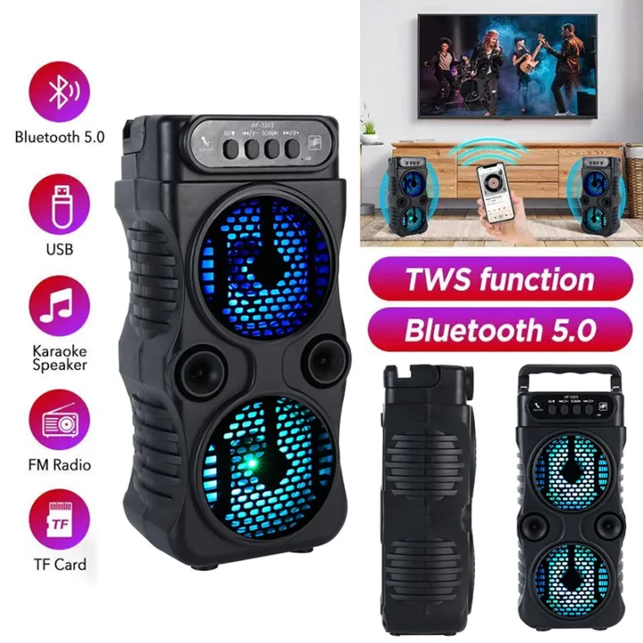 Outdoor%20Portable%20Wireless%20Speaker%20Dual%203%20Inches%20Music%20Stereo%20Subwoofer%20Bass%20USB%20Power%20Supply%20For%20Dancing%20Party%20Family%20Karaoke%20-%20Image%202