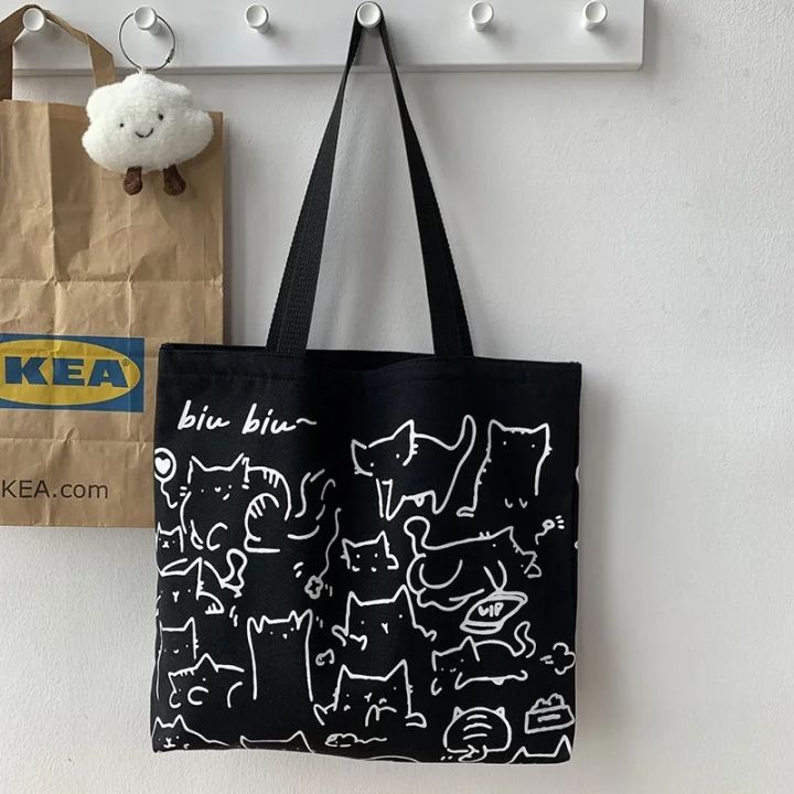 2026%20Canvas%20Bag%20Womens%20Handbag%20Shopping%20Bag%20Cute%20Cat%20Zipper%20Handbag%20Designer%20Bag%20Japanese%20Style%20Cartoon%20Small%20Shoulder%20Bag%20-%20Image%206
