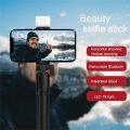 Cell Phone Selfie Stick Tripod Bluetooth Remote Wireless Selfi Stick Phone Holder Stand with Beauty Fill Light for Phone. 